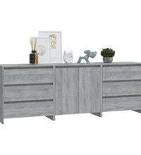 3-tlg. Sideboard Grau Sonoma Holzwerkstoff