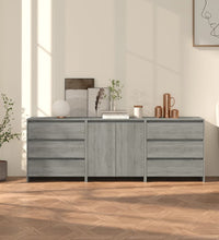 3-tlg. Sideboard Grau Sonoma Holzwerkstoff