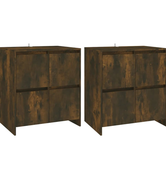 Sideboards 2 Stk. Räuchereiche 70x41x75 cm Holzwerkstoff