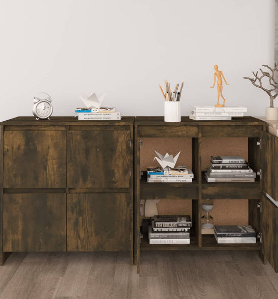 Sideboards 2 Stk. Räuchereiche 70x41x75 cm Holzwerkstoff