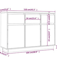 Sideboard Weiß 110x34x75 cm Massivholz Kiefer