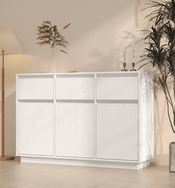 Sideboard Weiß 110x34x75 cm Massivholz Kiefer