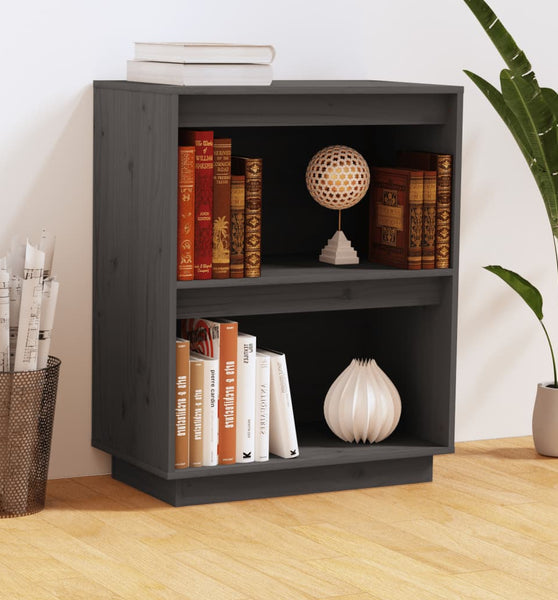 Beistellschrank Grau 60x34x75 cm Massivholz Kiefer