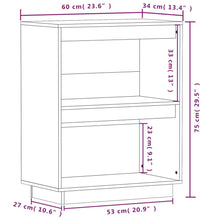 Beistellschrank Honigbraun 60x34x75 cm Massivholz Kiefer