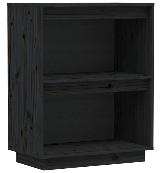 Beistellschrank Schwarz 60x34x75 cm Massivholz Kiefer