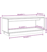 TV-Schrank Schwarz 90x35x35 cm Massivholz Kiefer