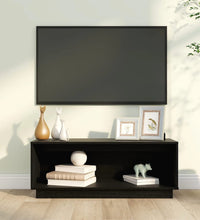 TV-Schrank Schwarz 90x35x35 cm Massivholz Kiefer