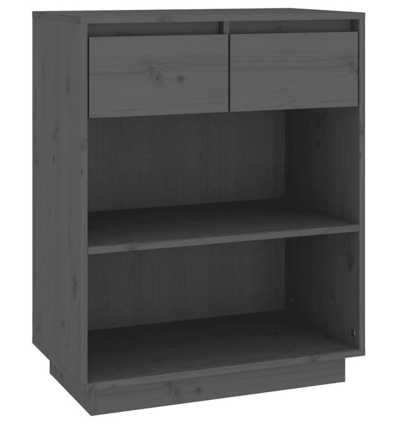 Beistellschrank Grau 60x34x75 cm Massivholz Kiefer