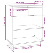 Beistellschrank Grau 60x34x75 cm Massivholz Kiefer
