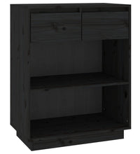 Beistellschrank Schwarz 60x34x75 cm Massivholz Kiefer