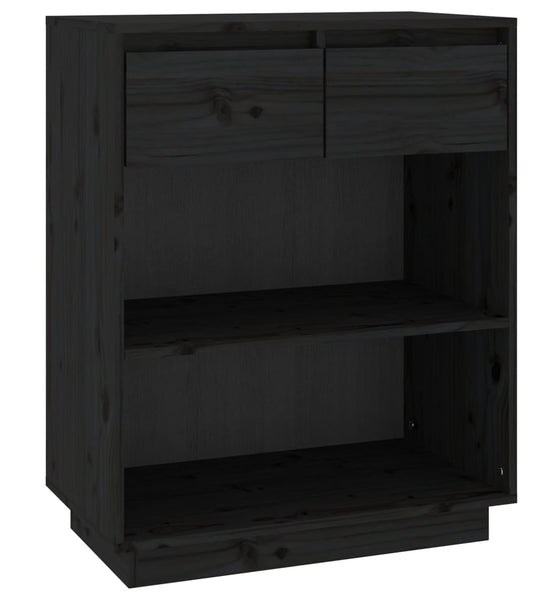 Beistellschrank Schwarz 60x34x75 cm Massivholz Kiefer
