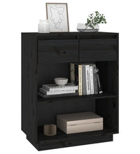 Beistellschrank Schwarz 60x34x75 cm Massivholz Kiefer