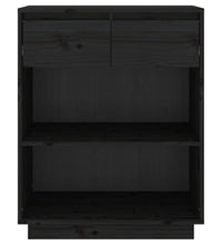 Beistellschrank Schwarz 60x34x75 cm Massivholz Kiefer