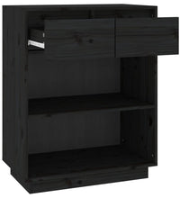 Beistellschrank Schwarz 60x34x75 cm Massivholz Kiefer