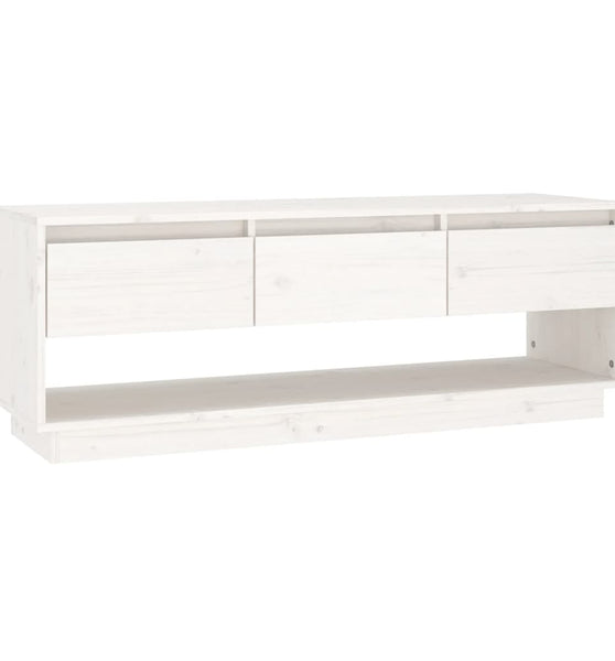 TV-Schrank Weiß 110,5x34x40 cm Massivholz Kiefer