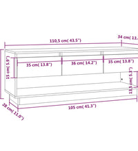 TV-Schrank Weiß 110,5x34x40 cm Massivholz Kiefer