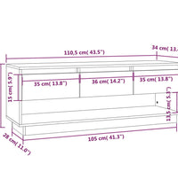 TV-Schrank Grau 110,5x34x40 cm Massivholz Kiefer