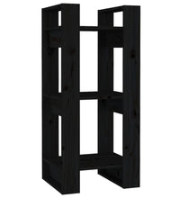 Bücherregal/Raumteiler Schwarz 41x35x91 cm Massivholz Kiefer