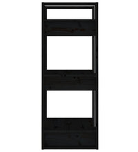 Bücherregal/Raumteiler Schwarz 41x35x91 cm Massivholz Kiefer