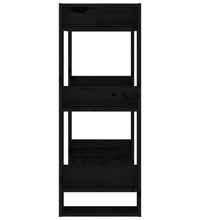 Bücherregal/Raumteiler Schwarz 60x35x91 cm Massivholz Kiefer