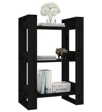 Bücherregal/Raumteiler Schwarz 60x35x91 cm Massivholz Kiefer