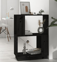 Bücherregal/Raumteiler Schwarz 51x25x70 cm Massivholz Kiefer
