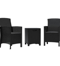 3-tlg. Garten-Lounge-Set mit Kissen PP Rattan Graphit