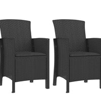 3-tlg. Garten-Lounge-Set mit Kissen PP Rattan Graphit