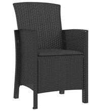 3-tlg. Garten-Lounge-Set mit Kissen PP Rattan Graphit