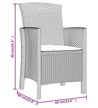 3-tlg. Garten-Lounge-Set mit Kissen PP Rattan Graphit