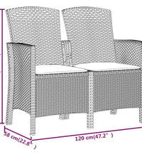 2-Sitzer Gartenbank mit Kissen PP Rattan Braun