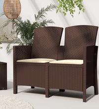 2-Sitzer Gartenbank mit Kissen PP Rattan Braun