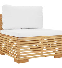 Garten-Mittelsofa mit Creme Kissen Massivholz Teak