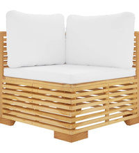 Garten-Ecksofa mit Creme Kissen Massivholz Teak