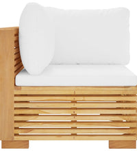 Garten-Ecksofa mit Creme Kissen Massivholz Teak