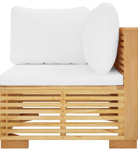 Garten-Ecksofa mit Creme Kissen Massivholz Teak