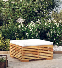 Gartenhocker mit Creme Kissen Massivholz Teak