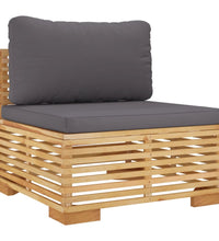 Garten-Mittelsofa mit Dunkelgrauen Kissen Massivholz Teak