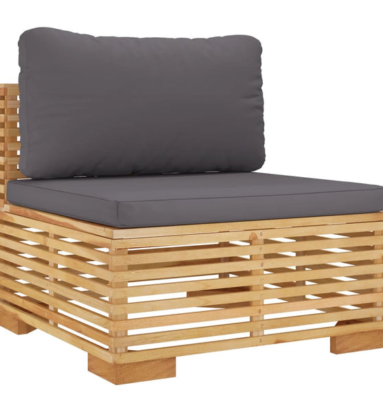 Garten-Mittelsofa mit Dunkelgrauen Kissen Massivholz Teak