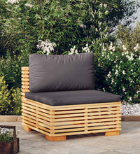 Garten-Mittelsofa mit Dunkelgrauen Kissen Massivholz Teak