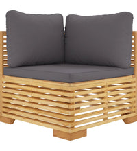 Garten-Ecksofa mit Dunkelgrauen Kissen Massivholz Teak