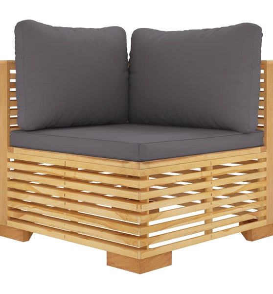 Garten-Ecksofa mit Dunkelgrauen Kissen Massivholz Teak