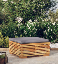 Gartenhocker mit Dunkelgrauen Kissen Massivholz Teak