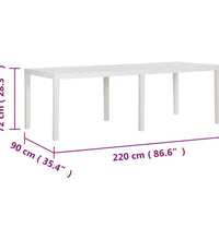 Gartentisch 220x90x72 cm PP Weiß