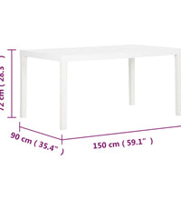 Gartentisch 150x90x72 cm PP Weiß