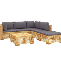 6-tlg. Garten-Lounge-Set mit Kissen Massivholz Teak