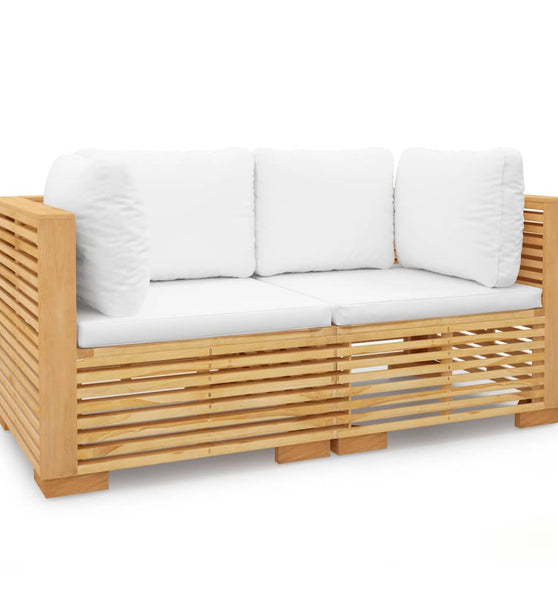 Garten-Ecksofas mit Kissen 2 Stk. Massivholz Teak