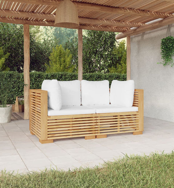 Garten-Ecksofas mit Kissen 2 Stk. Massivholz Teak