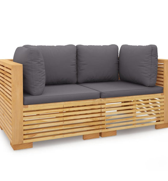 Garten-Ecksofas mit Kissen 2 Stk. Massivholz Teak