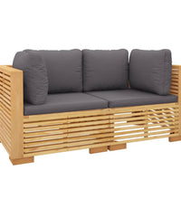 Garten-Ecksofas mit Kissen 2 Stk. Massivholz Teak